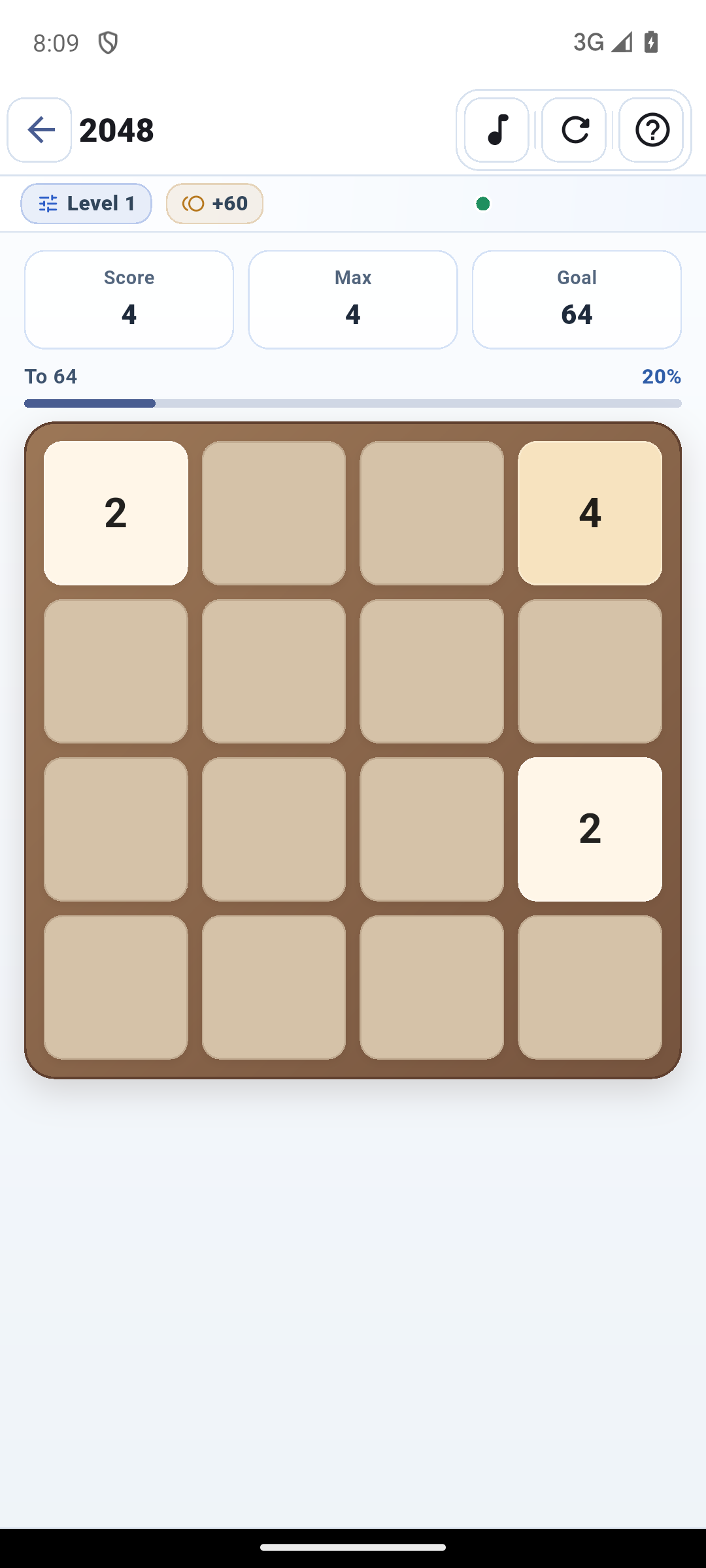 2048 game board after several moves